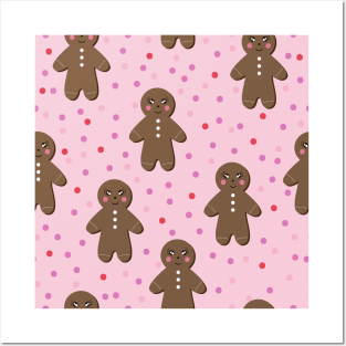 Cute Gingerbread Man Vector Kids Pattern Seamless Posters and Art